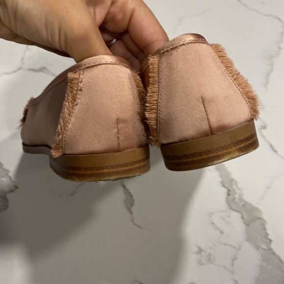 Zara Slip On Basic Satin Slip On Loafer Frayed Fringed Light Pink Womens… - Picture 8 of 11